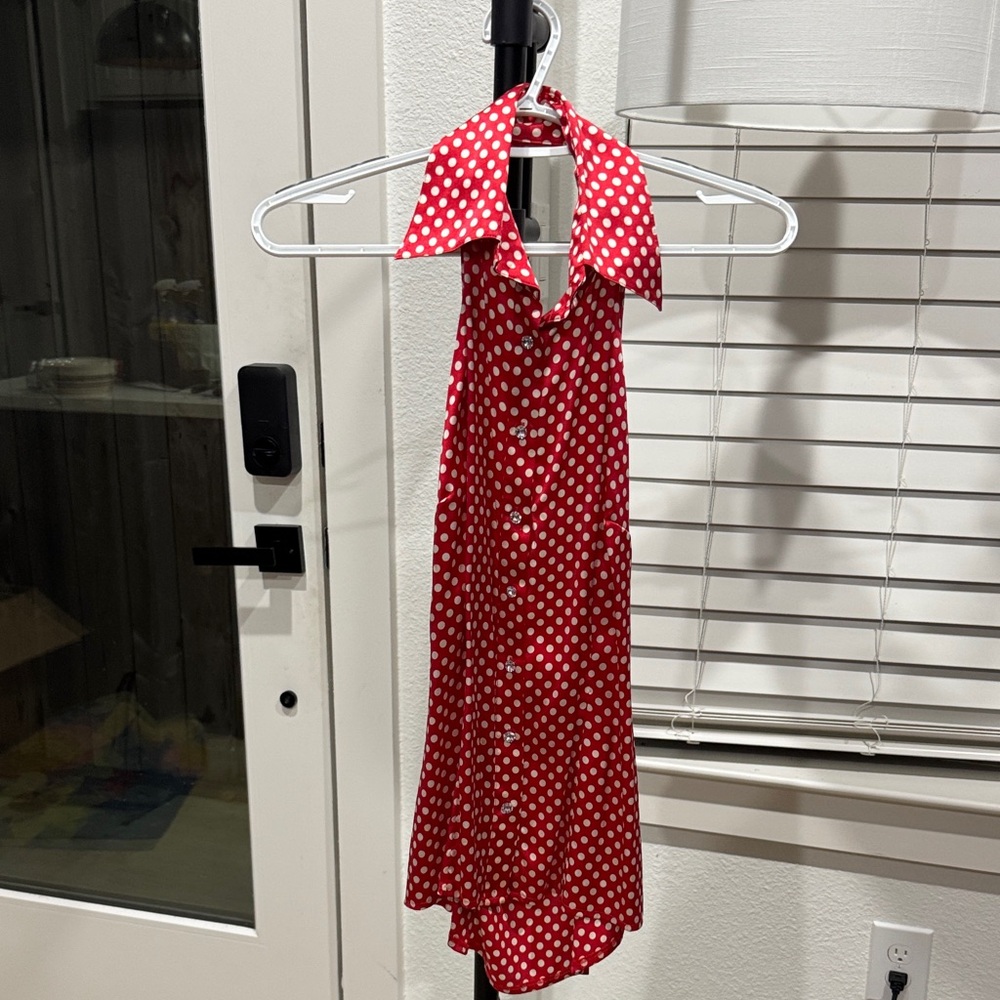 bebe Red Polka Dot Halter Top